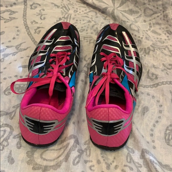 Brooks PR Sprint Track Black Pink Cleats Sz 8.5 - Picture 3 of 6